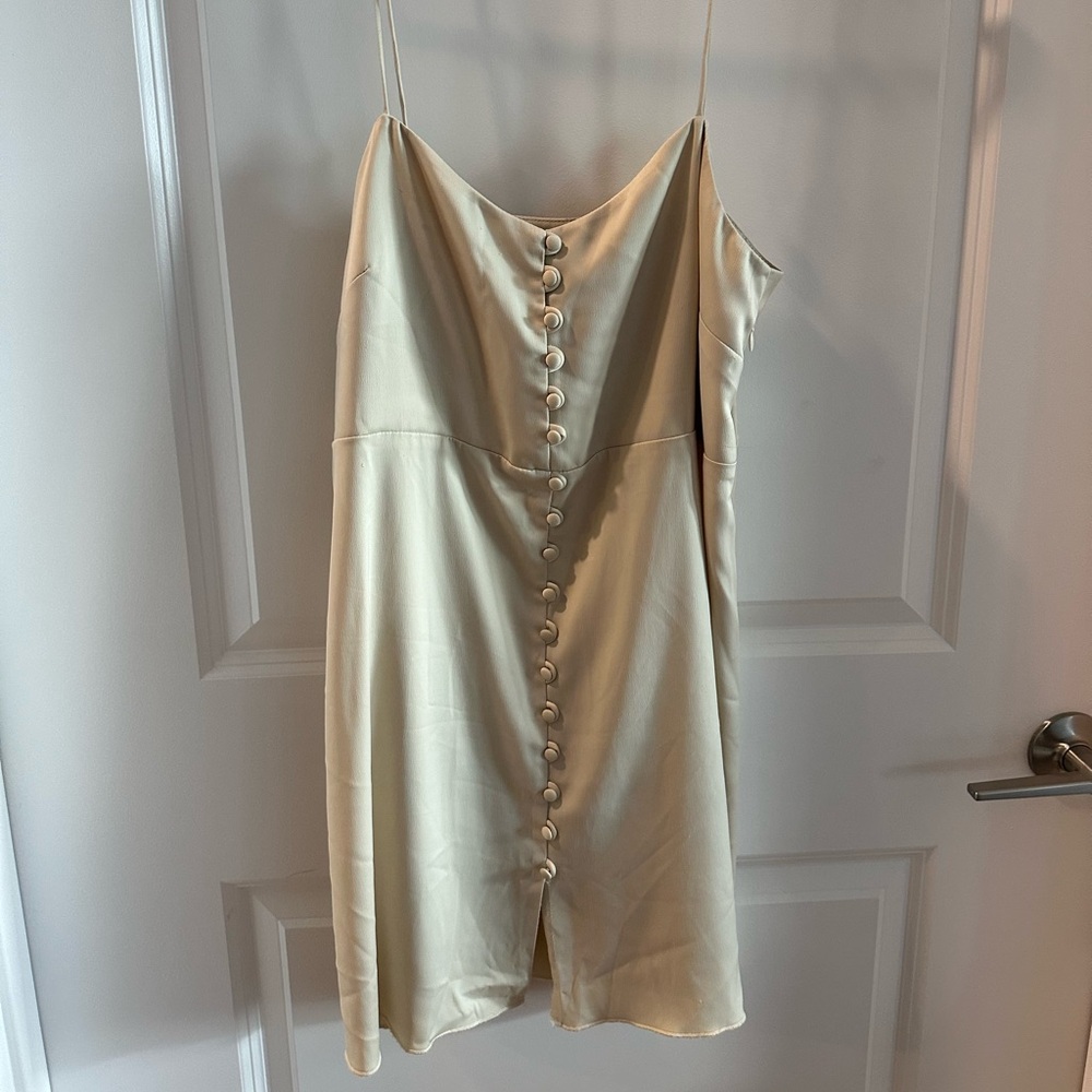 Cream Button Front Dress
